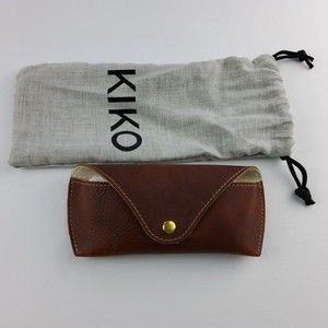 Kiko Leather Snap Closure Eyeglasses Sunglasses Glasses Case Brown